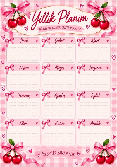 Fiyonklu Kirazlı A5 Spiralli Hard Cover Kapak Defter 80 Yaprak-160 Sayfa Pembe