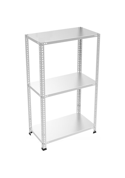 Raf Burada  3 Katlı Galvaniz Çelik Raf - Depo, Arşiv, Kiler, Dosya, Market Rafı-31x60 cm-50 cm-1.00 mm