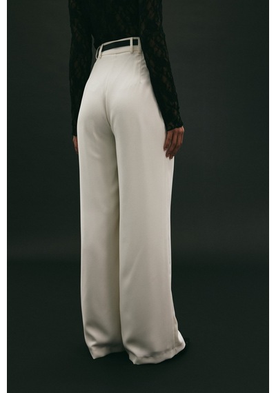 Sateen Luna Krep Pantolon - Ekru-136967 Ekru