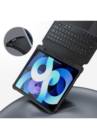 Apple Uyumlu iPad Air 11 2025 M3 Kablosuz Klavyeli Kılıf Benks Multifunctional Siyah