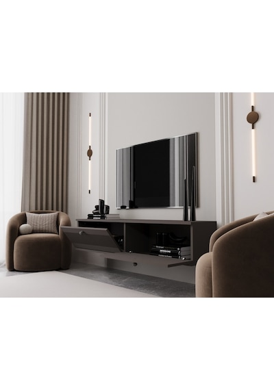 Melura Tv Ünitesi - Tv Sehpası 160 Cm Duvara Monte %100 Mdf Gri