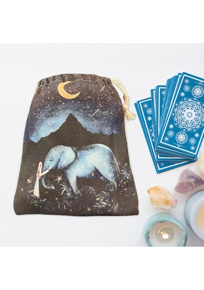 "fil Baskı Tarot Güvertesi Tesbesi - Oracle & Tarot Kartları İçin Drawstring Depolama Çantası" Çok Renkli