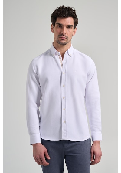 İmza Uzun Kol Desenli Armürlü Düğmeli Yaka Cepsiz Pamuklu Casual Slim Fit Gömlek 1004250206 Beyaz İmza Uzun Kol Desenli Armürlü Düğmeli Yaka Cepsiz Pamuklu Casual Slim Fit Gömlek 1004250206 Beyaz