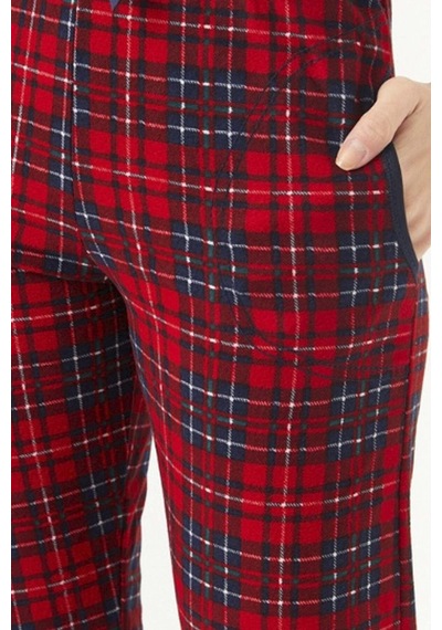 Lüx Polar Cepli Kışlık Kadın Pijama Altı Tek Alt Ra1 Kırmızı