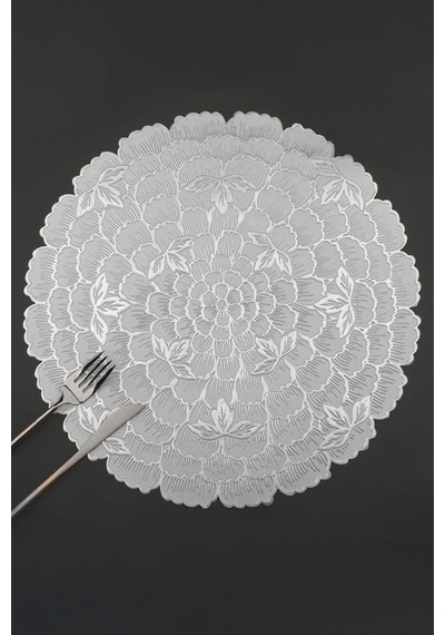 6 Lı Amerikan Servisi Supla Yuvarlak Gümüş 38 Cm Acr-623/20 Çok Renkli