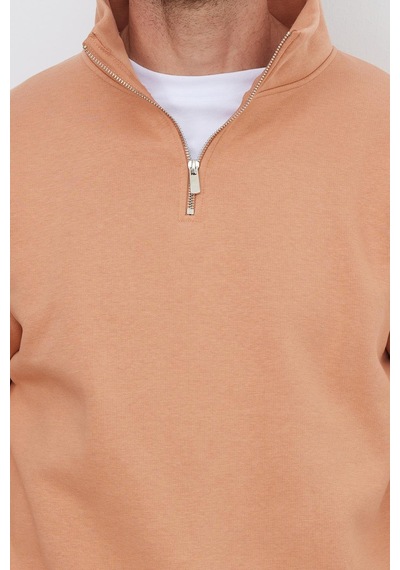 Tudors Unisex Relax Fit Rahat Kesim Pamuklu İçi Polarlı Yarım Fermuarlı Yavruağzı Dik Yaka Sweatshirt-35160 Çok Renkli