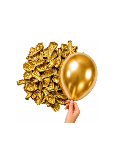 Altın Renk Lateks Krom Balon 15 Cm - 10 Adet