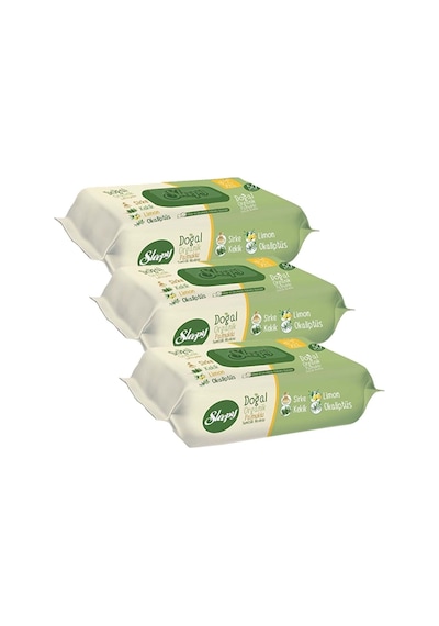 Sleepy Doğal Organik Pamuklu Plastik Kapaklı Islak Havlu Mendil 50 Yaprak 3lü Set 150 Yaprak