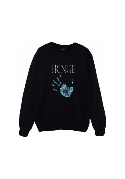 Frınge Baskılı Sweatshirt Siyah
