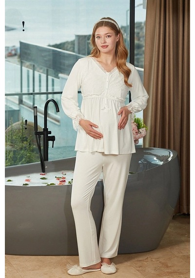 Modadua Aqua 26626 Pijama Takım Krem