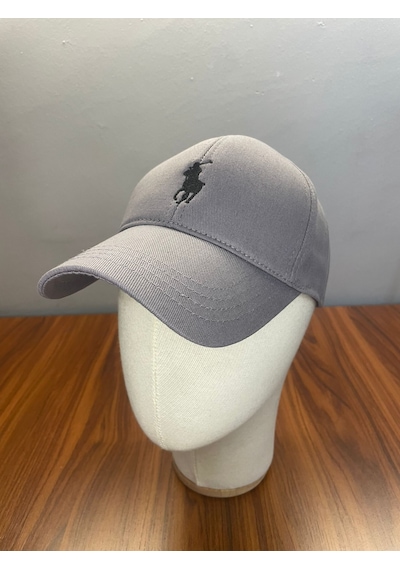 Hamze Polo Nakışlı Gabardin Kumaş Unisex Cap Şapka Gri