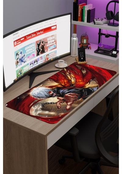 Tokyo Ghoul Anime V4 - 90x40 Xxl Gaming Kauçuk Kaymaz Taban Mouse Pad Fare Altlığı