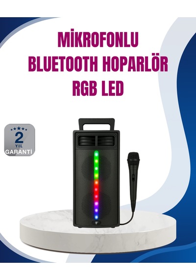 Kablosuz Rgb Işıklı Bluetooth Hoparlör Ev, Parti Ve Açık Hava Kullanımı