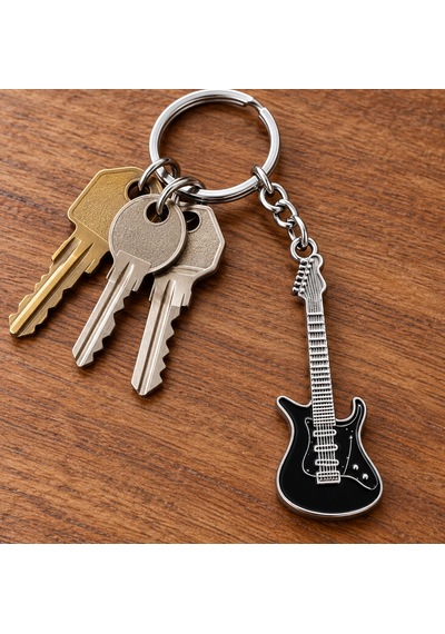 Elektro Gitar Figürlü Metal Anahtarlık Müzik Severlere Özel Çanta Ve Anahtar Aksesuarı