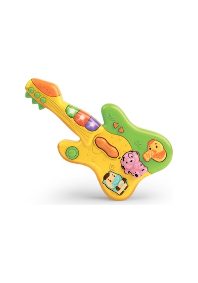 Hayvan Sesleri Çıkaran Işıklı Ninnili Müzikli Gitar İnteraktif Bebek Eğitici Tuşlu Oyuncak - Sarı