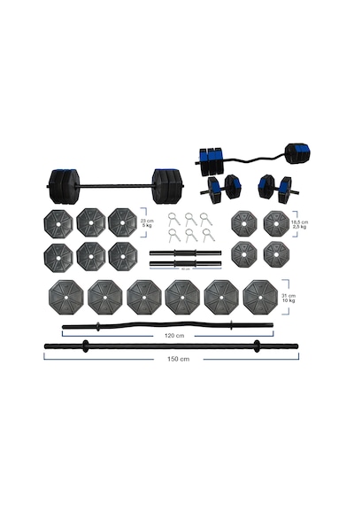 Tanspor 100 KG  Halter Full Kısa + Uzun Düz + Z Bar Dambıl Seti