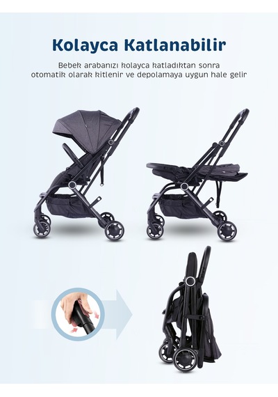 Baby Storch - F8 Model 360 Derece Dönebilen Bebek Arabası - Gri