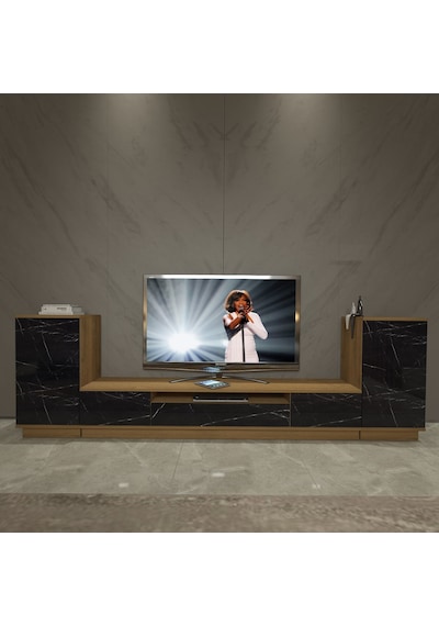 Decoraktiv Trendstyle On2s Mdf Tv Ünitesi Tv Sehpası Pera - Siyah Mermer