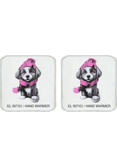 2 Adet Kırmızı Bereli Köpek Cep Sobası,el Isıtıcı,sıcak Su Torbası Pvc 10x9,5cm Beyaz