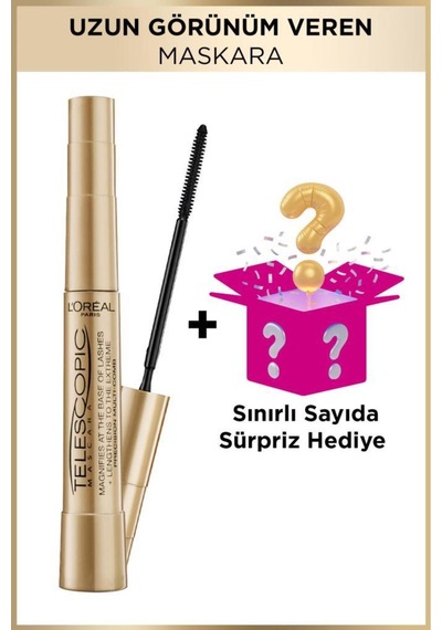 L'oréal Paris Telescopic Gold Maskara + Sürpriz Kutu Hediye Electro Black