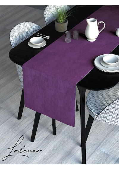 Kadife Efektli Tatlı Mor Rengi Aura Serisi Runner 40 X 140 Tatlı Mor