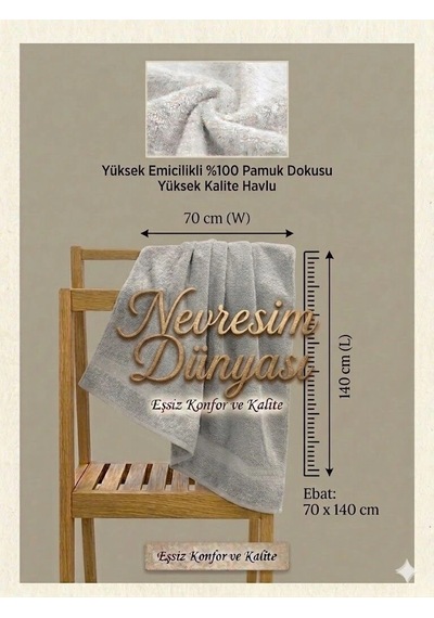 Buğz Nevresim Dünyası Prime Havlu 70x140 Gri Diğer