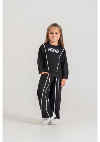 Harby Kids A Pile Şeritli Penye Kız İkili Takım 3-10 Yaş -ba467897500 - Siyah