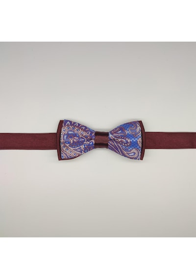 Mordino Bordo Mavi Şal Desenli Çocuk Papyon Bordo