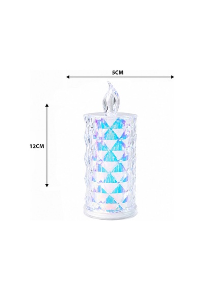12 Adet Led Candle Lamp Orta Boy Çap:5cm - Y: 12cm Pilli Led Mum Mika Kristal Plastik Yakut-13636 5047 10 Parça Siyah
