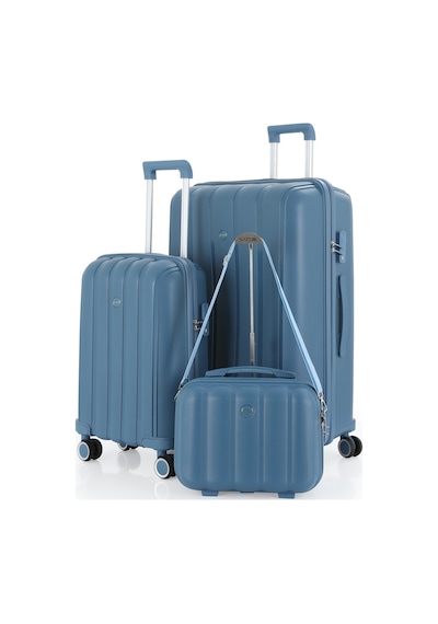 Mçs Polipropilen 3'lü Valiz Seti Büyük & Kabin & Makyaj V305 Sky Blue