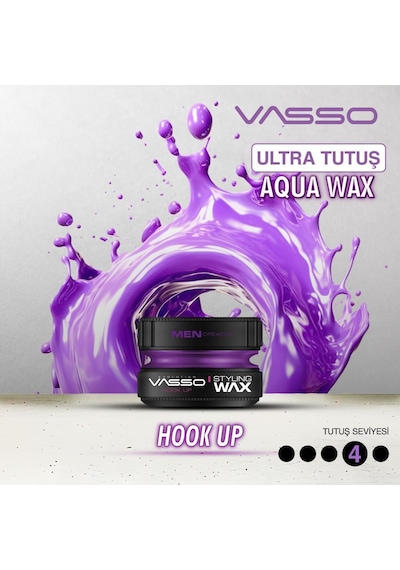 Vasso Saç Şekillendirici Wax / Kısa Ve İnce Telli Saçlar / Süper Tutuş / Aqua Hook Up 150 Ml