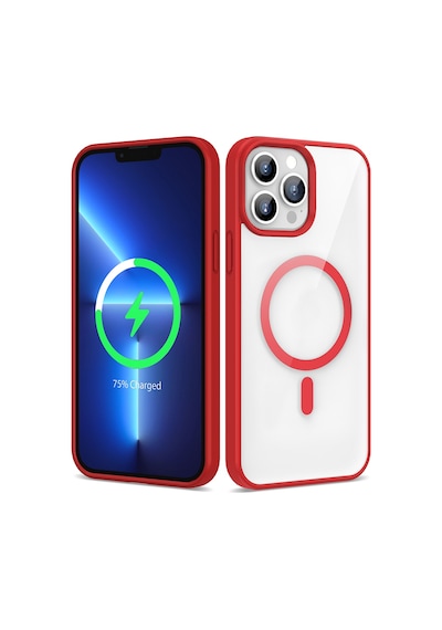 Zore Apple iPhone Uyumlu 13 Pro Max Kılıf Magsafe Wireless Şarj Özellikli Silikon Omsy Ege Kapak - Kırmızı