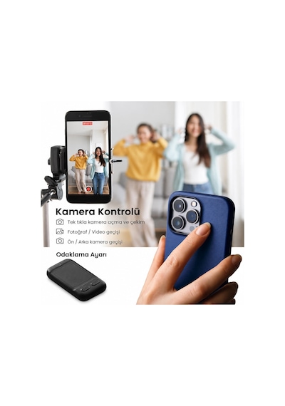 Powermaster Pm-24935 Dokunmatik Yüzeyli Kablosuz Bluetooth Akıllı Telefon Kumandası Kamera Tiktok Reels Kontroller