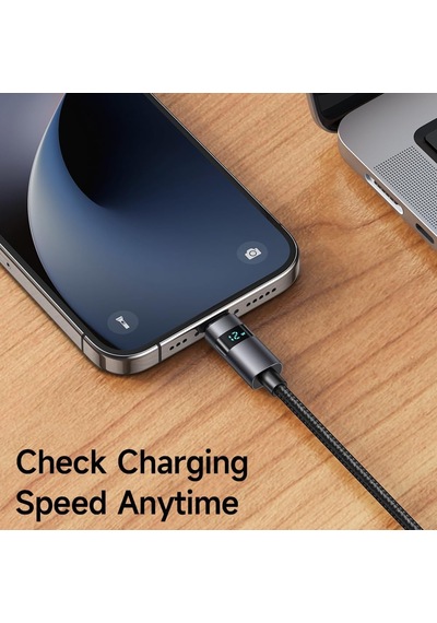 Ca-6490 Usb-a - Yatay Led Ekranli Aydinlatma Kablosu Siyah