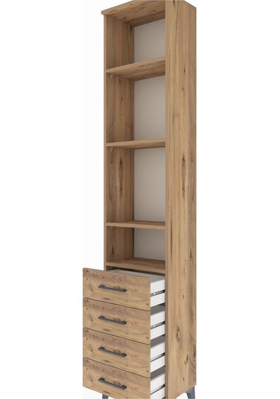 Arges Dolap 4 Raflı 4 Çekmeceli 44x30x221 Çam-çam Çam