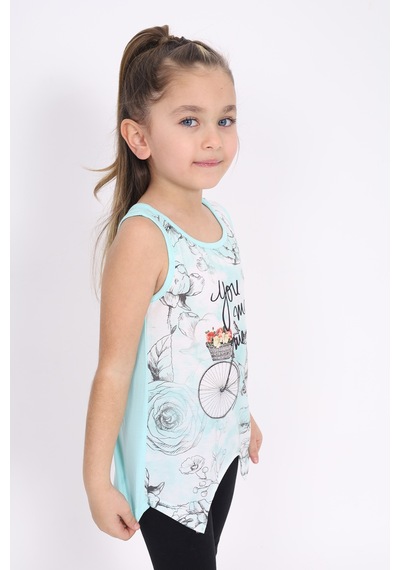 Toontoy Kids Toontoy Kız Çocuk Bisiklet Baskılı Atlet Mint Yeşili