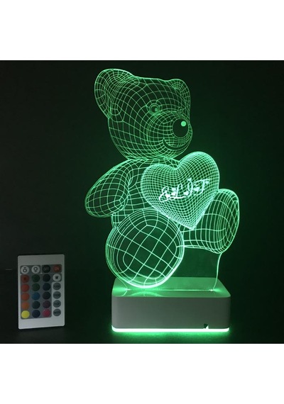 Kişiye Özel 3D Aşk Ayıcık Masaüstü Led Lamba
