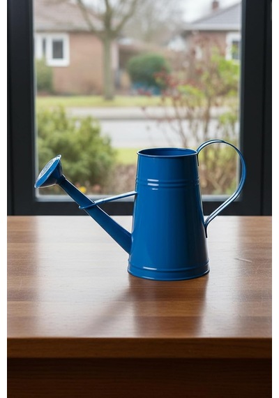 Tr Stella 3 Litre Metal Çiçek Bahçe Sulama Kabı Modern Dekoratif Çok Amaçlı Sulak Mavi