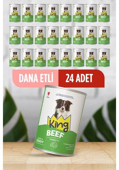 Sos İçerisinde Et Parçacıklı Dana Etli Köpek Konservesi 400 Gr 24 Adet