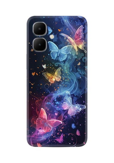 Infinix Smart 10 Kılıf Boutique Baskılı Resimli Neon Kelebekler Pcode -092