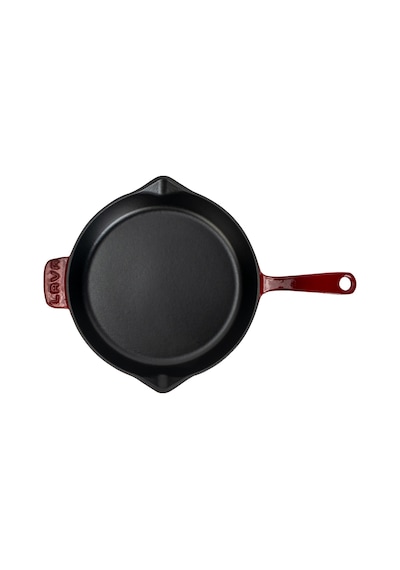 Lava Döküm Yuvarlak Kızartma Tavası Döküm Demir Yekpare Saplı. Çap Ø 28cm-bordo Bordo