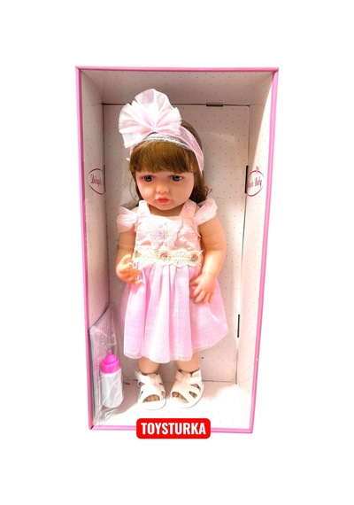 55 Cm Gerçekçi Yenidoğan Biberonlu Bebek Sesli Oyuncak Et Bebek 53373055