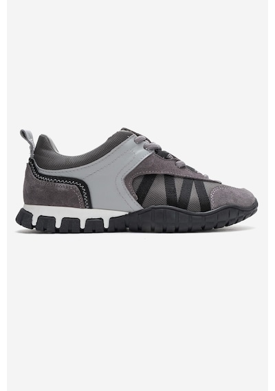 Fıera Gri Siyah Hakiki Deri Fileli Kadın Günlük Sneaker Gri - Siyah