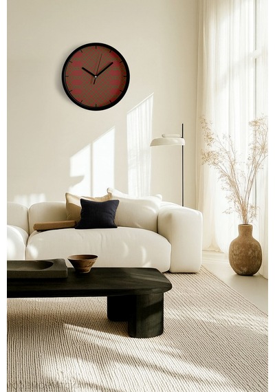Modern Tasarım Duvar Saati - 25cm - Önü Camlı Siyah Kasa - Sessiz Mekanizma-jh0600 Siyah