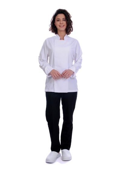 Formteks Unisex Aşçı Ceket Koltuk Altı Fileli Beyaz Kırmızı