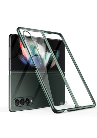 Galaxy  Uyumlu  Z Fold 3 Kılıf Zore Kıpta Kapak Koyu Yeşil