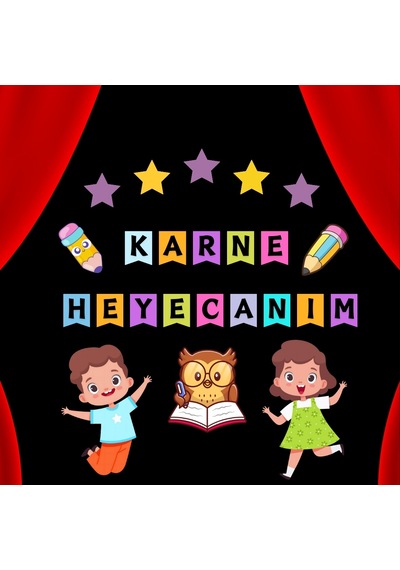 Karne Günü Okul Pano Süsü Karne Heyecanım Yazılı Renkli