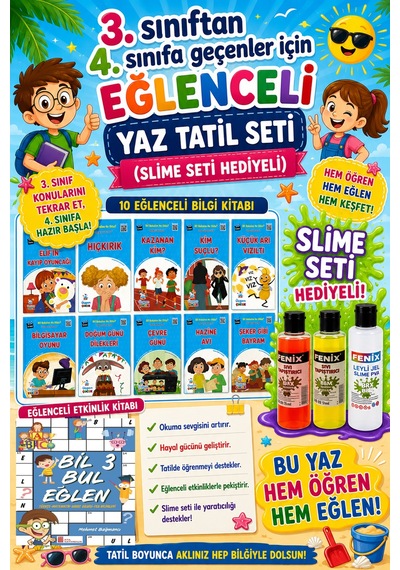 3.sınıftan 4.sınıfa Geçenler İçin Eğlenceli Tatil Seti Slime Set Hediyeli