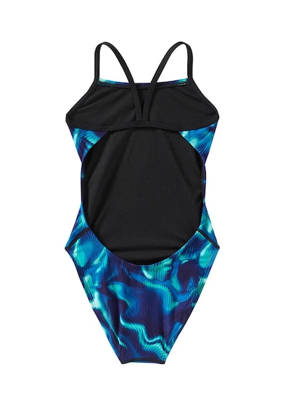 Tyr Durafast Elite Girl's Cutoutfit Swimsuit - Waveform Siyah - Turkuaz