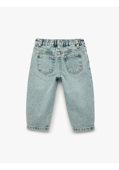 Koton Cep Detaylı Pamuklu Denim Pantolon Orta İndigo 7wmb40001td